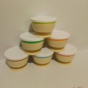 1950-60s Vintage Raffiaware Thermo-Temp Footed Bowls Set of 6